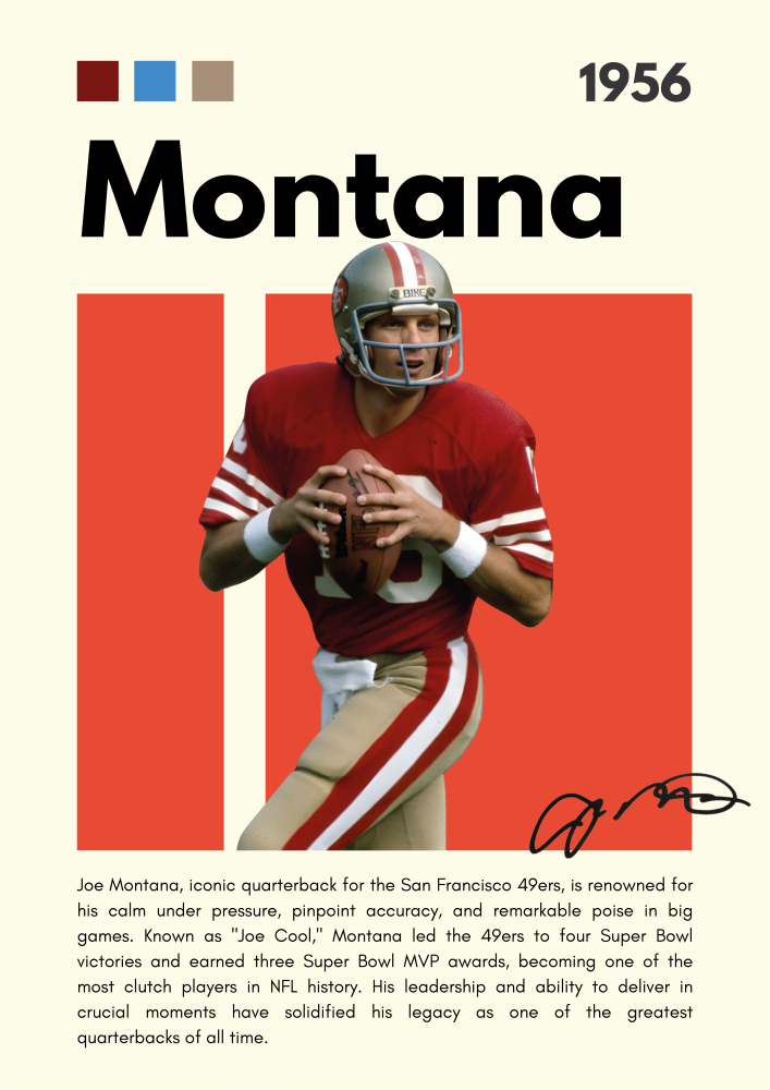 NFL19 Joe Montana (1956) Printed | Premium Waterproof & Tear Resistant Full Colour Posters