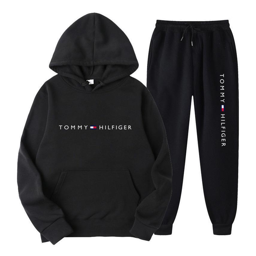 Men's Casual Printed Fleece Lined Hoodie and Sweatpants Set