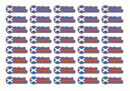 Round Flag Race Name Stickers For 1/10th scale Radio Controlled Vehicle A4,A5 Available