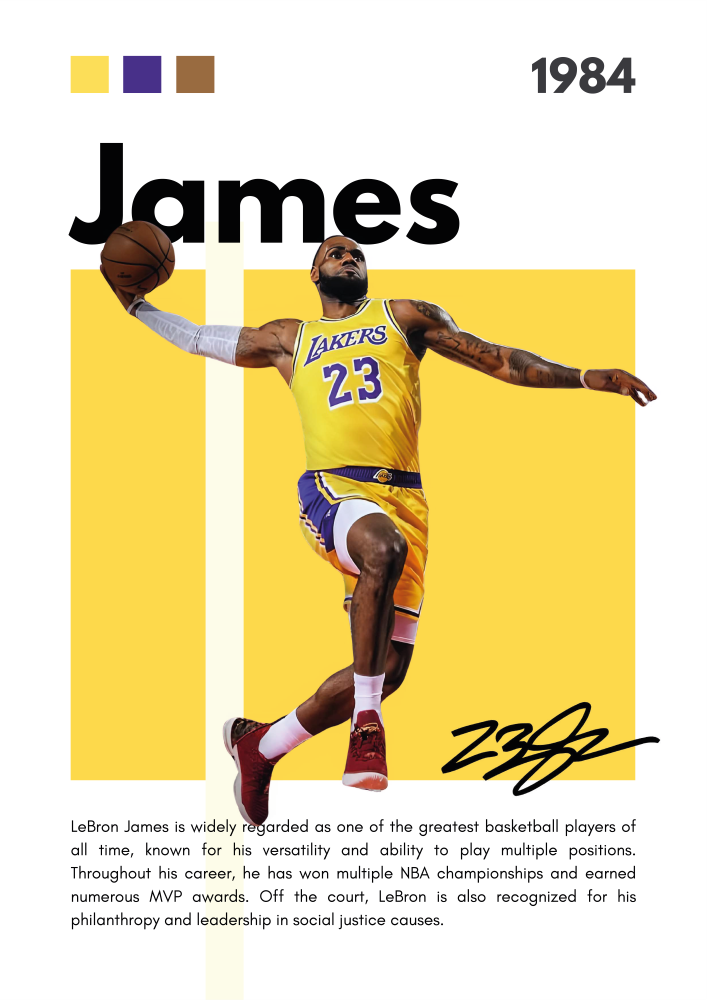 BAS01 Lebron James (1984) Printed | Premium Waterproof & Tear Resistant Full Colour Posters
