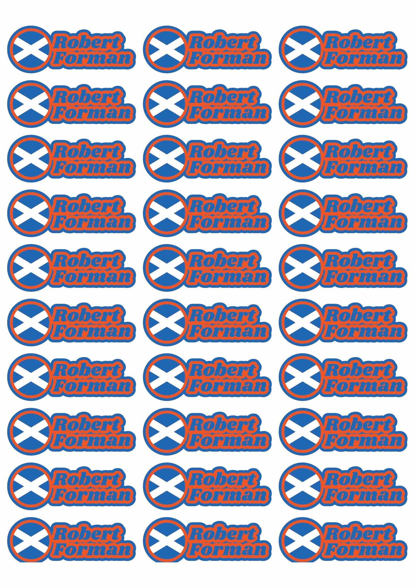 Round Flag Race Name Stickers For 1/5th scale Radio Controlled Vehicle A4,A5 Available