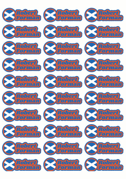 Round Flag Race Name Stickers For 1/5th scale Radio Controlled Vehicle A4,A5 Available