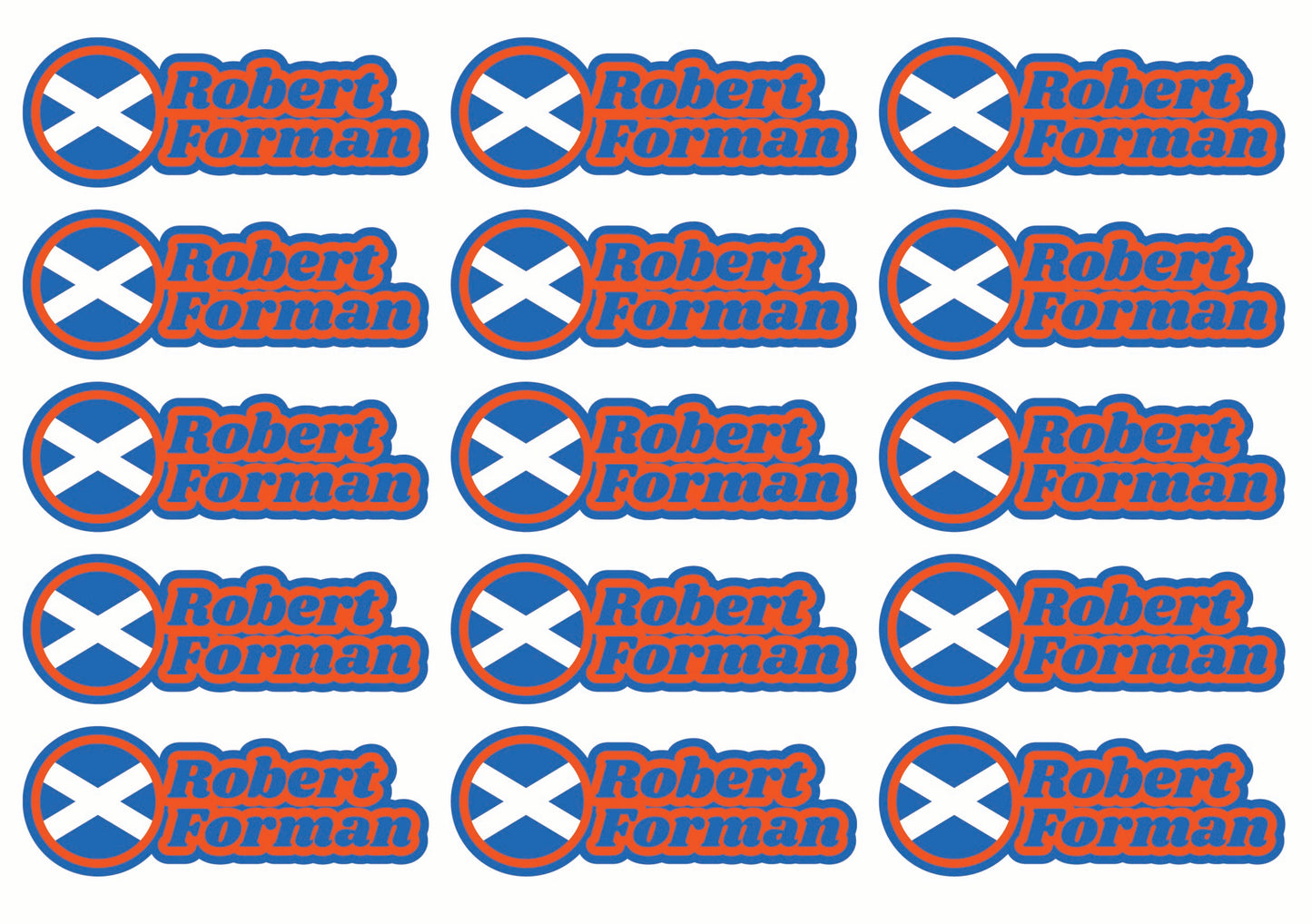 Round Flag Race Name Stickers For 1/5th scale Radio Controlled Vehicle A4,A5 Available