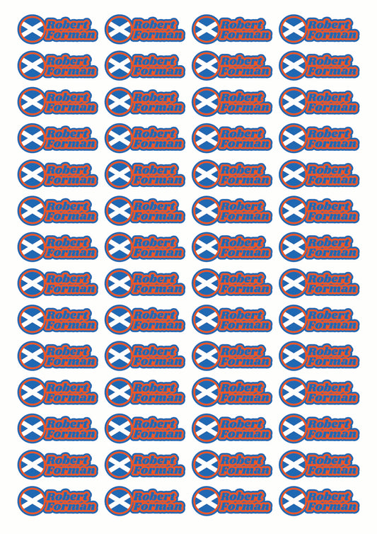 Round Flag Race Name Stickers For 1/8th scale Radio Controlled Vehicle A4,A5 Available