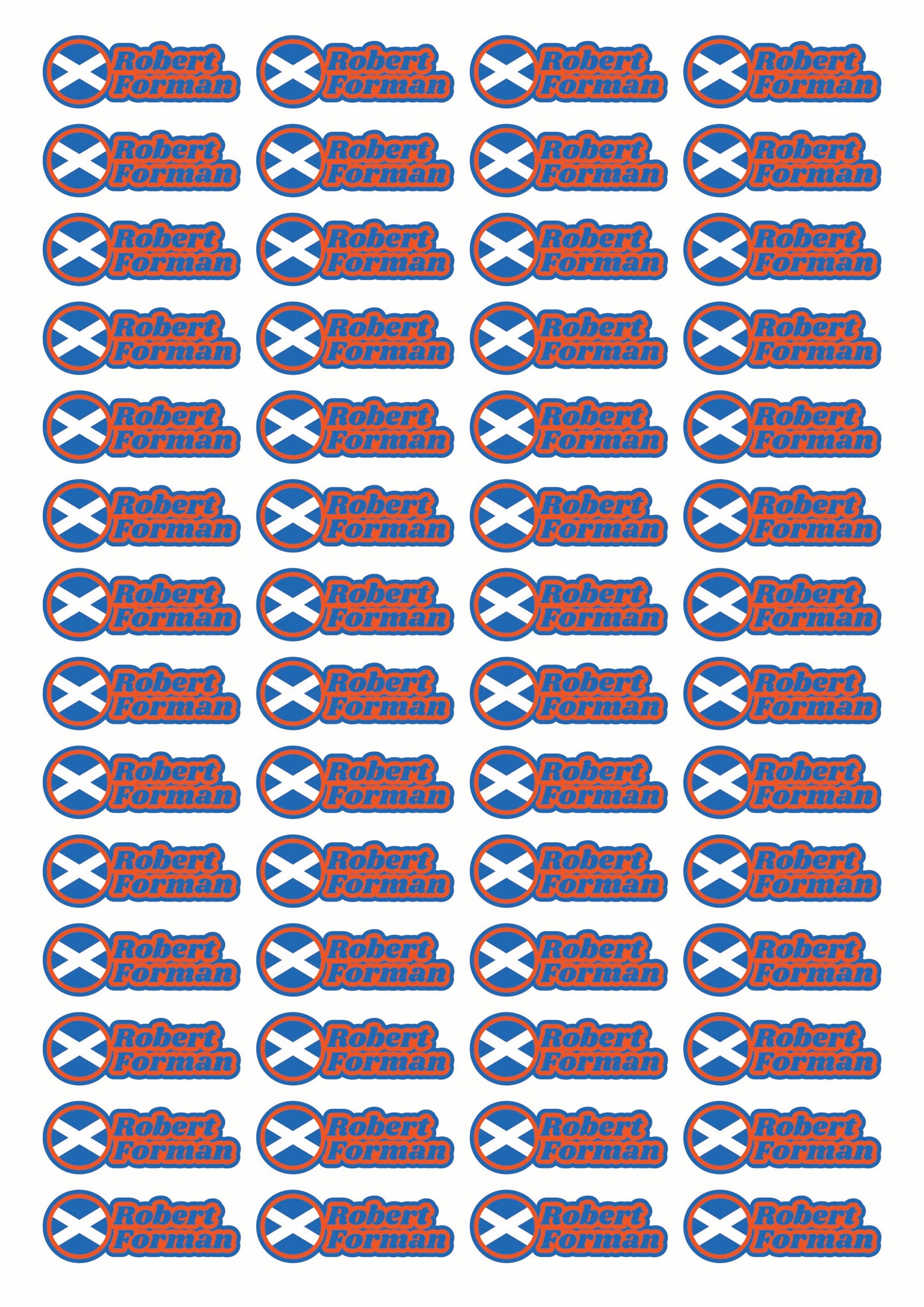 Round Flag Race Name Stickers For 1/8th scale Radio Controlled Vehicle A4,A5 Available