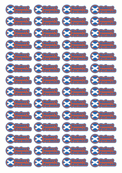 Round Flag Race Name Stickers For 1/8th scale Radio Controlled Vehicle A4,A5 Available