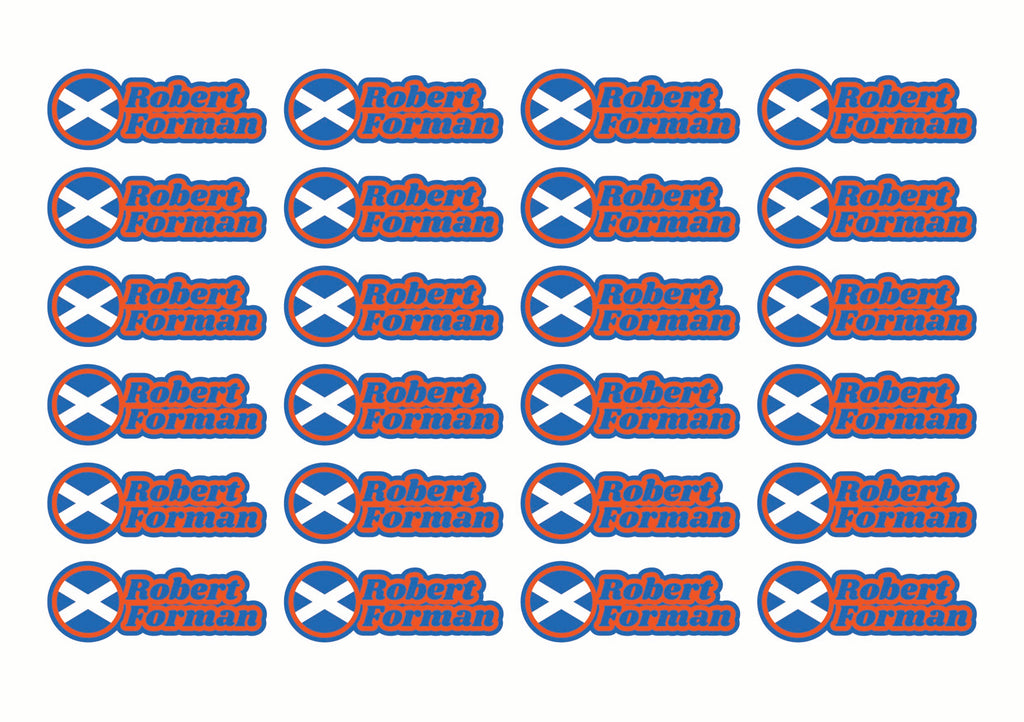 Round Flag Race Name Stickers For 1/8th scale Radio Controlled Vehicle A4,A5 Available
