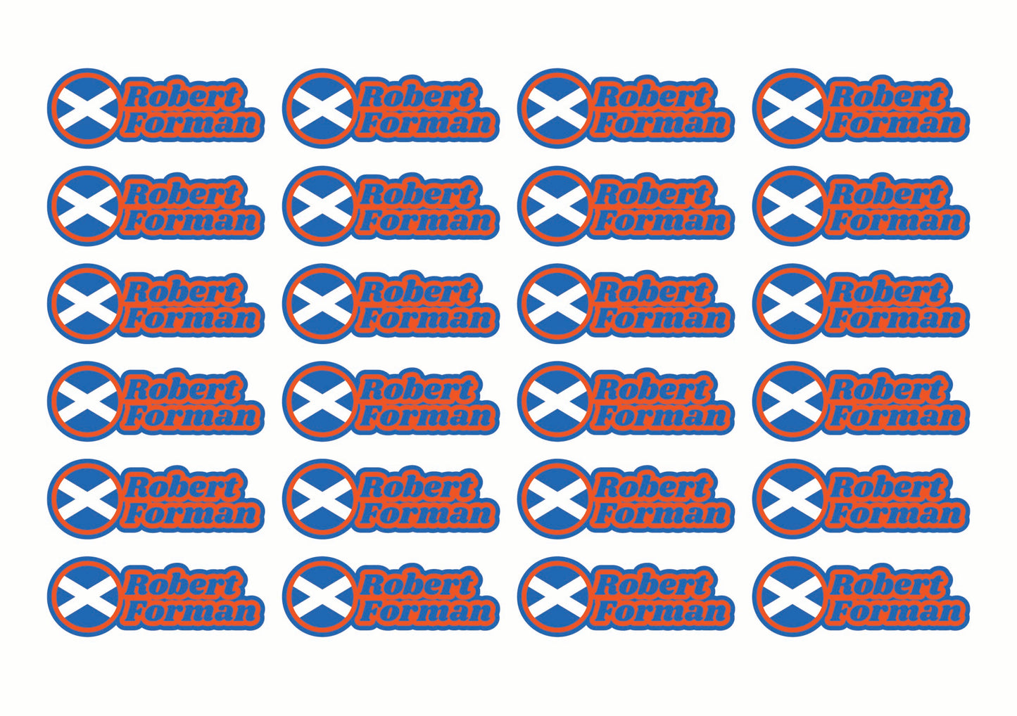 Round Flag Race Name Stickers For 1/8th scale Radio Controlled Vehicle A4,A5 Available