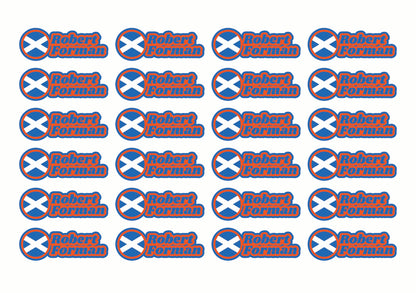 Round Flag Race Name Stickers For 1/8th scale Radio Controlled Vehicle A4,A5 Available