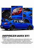 Impreza WRX STI Car Poster Printed | Premium Waterproof & Tear Resistant Full Colour Posters