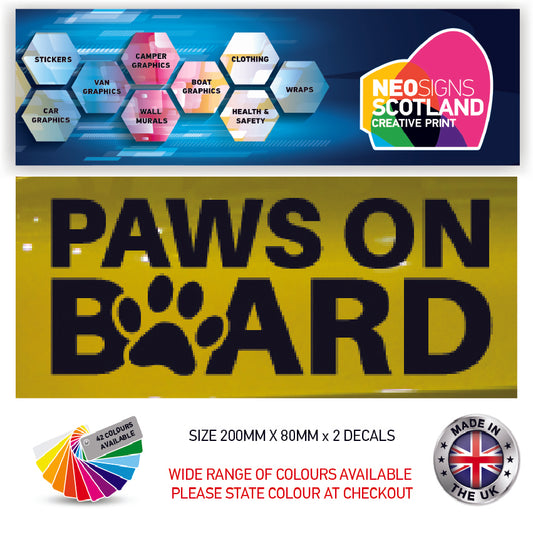 200CG009 Paws On Board Sticker 200mm x 80mm
