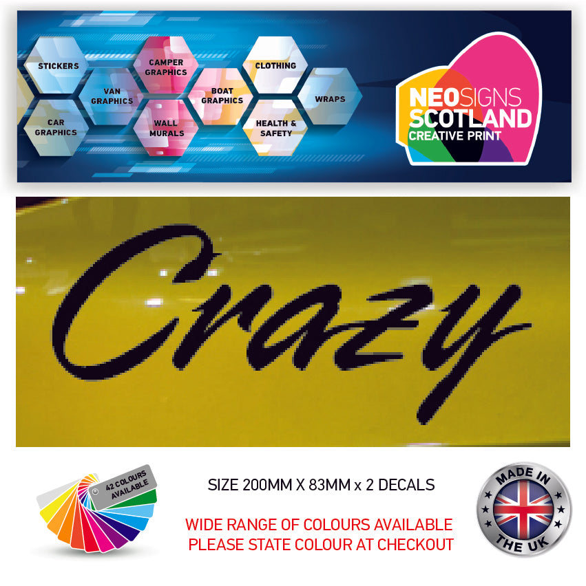 200CG101-116 200mm x 2 Stickers Car Bike Van Truck Boat Vinyl Graphic
