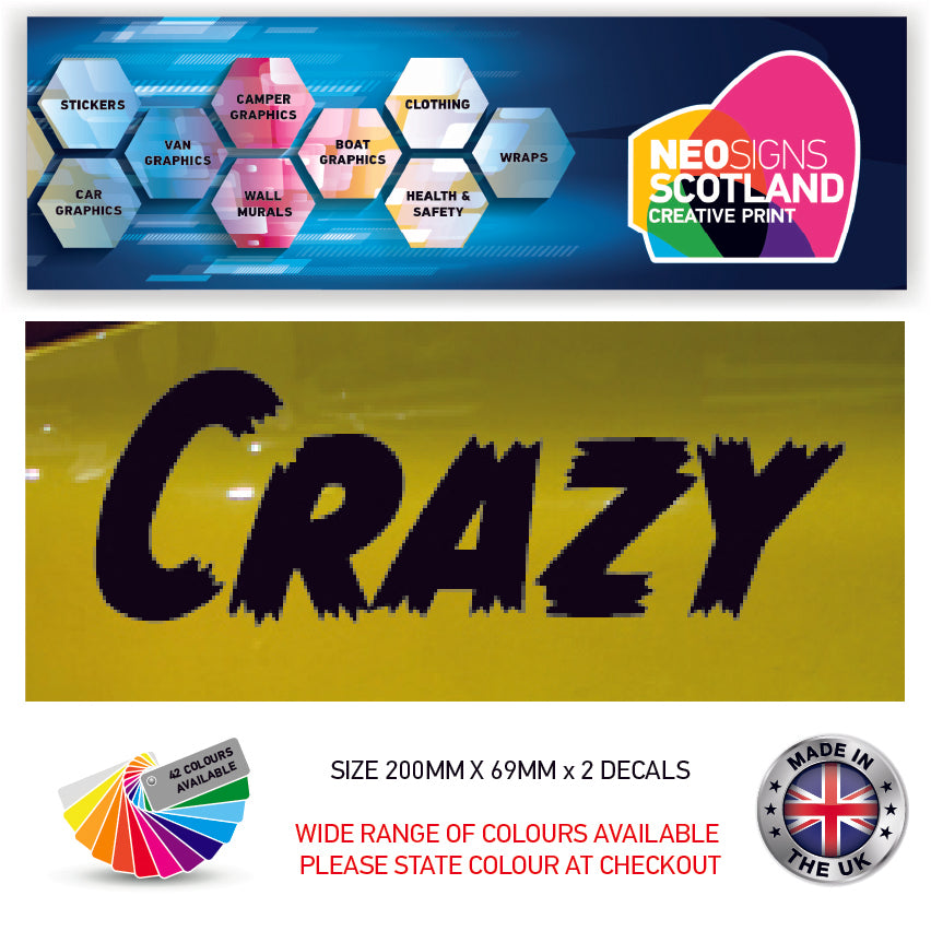 200CG101-116 200mm x 2 Stickers Car Bike Van Truck Boat Vinyl Graphic