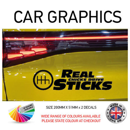 200CG011 Real Chicks Drive Sticks Sticker 200mm x 51mm