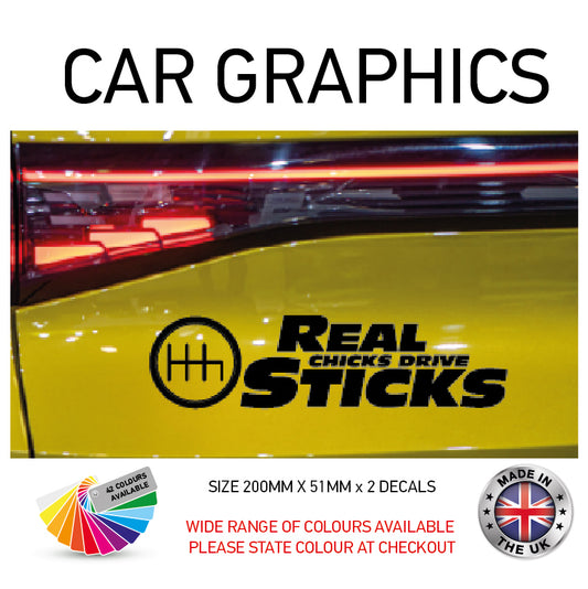 200CG011 Real Chicks Drive Sticks Sticker 200mm x 51mm