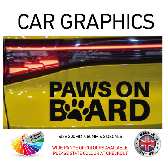 200CG009 Paws On Board Sticker 200mm x 80mm