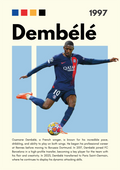 FOOT20 Ousmane Dembele (1997) Printed | Premium Waterproof & Tear Resistant Full Colour Posters