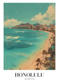 DAV20 Honolulu Hawaii Printed | Premium Waterproof & Tear Resistant Full Colour Posters
