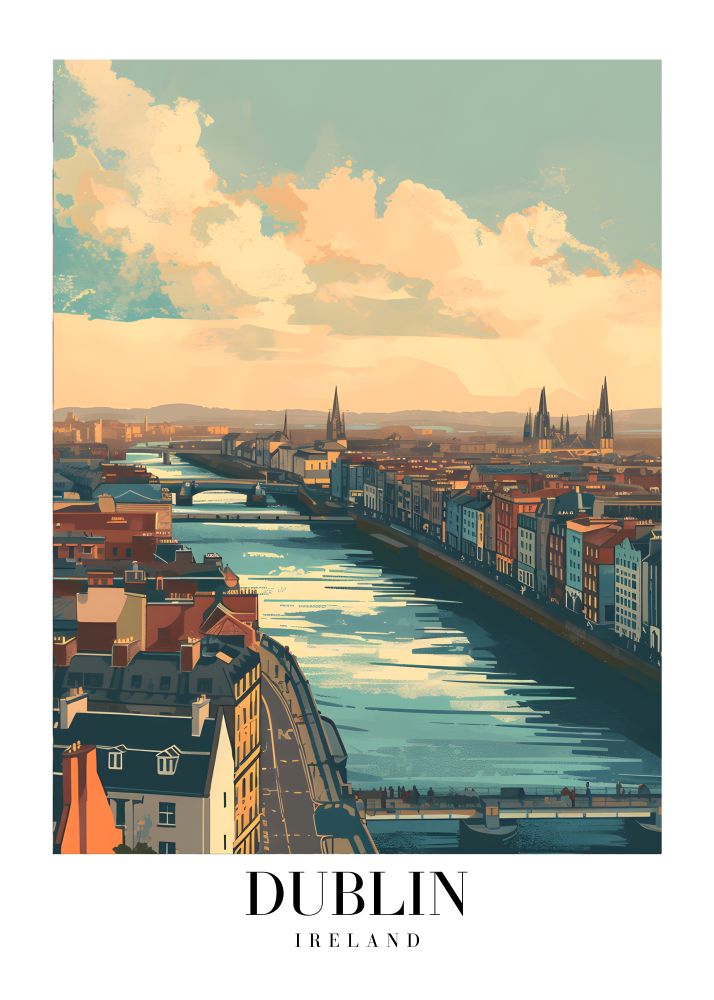 DAV214 Dublin Ireland Printed | Premium Waterproof & Tear Resistant Full Colour Posters