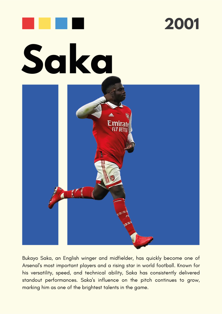 FOOT22 Bukayo Saka (2001) Printed | Premium Waterproof & Tear Resistant Full Colour Posters
