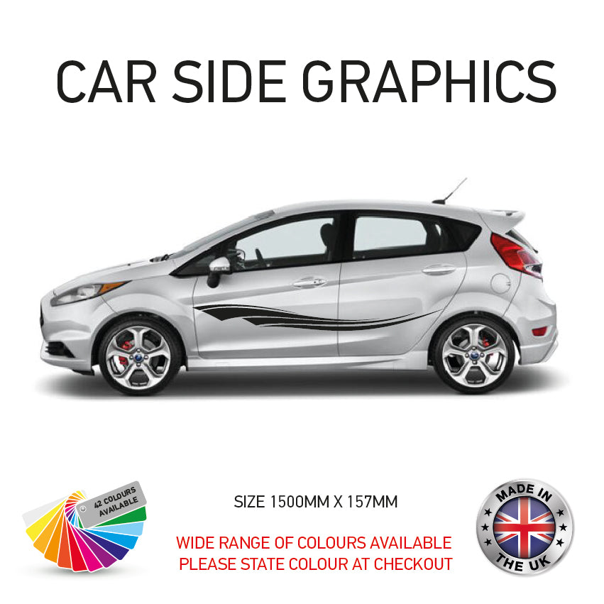 23CSG001-100 Car Side Graphics X 2 Will Fit Any Car Van Universal Stickers Decals