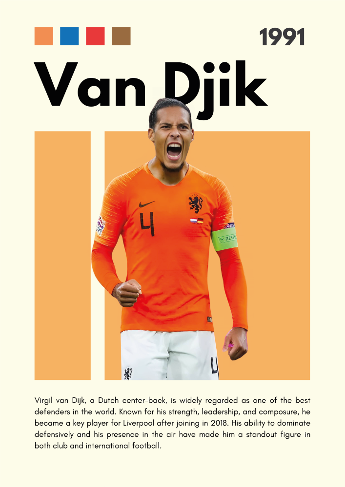 FOOT23 Virgil Van Dijk (1991) Printed | Premium Waterproof & Tear Resistant Full Colour Posters