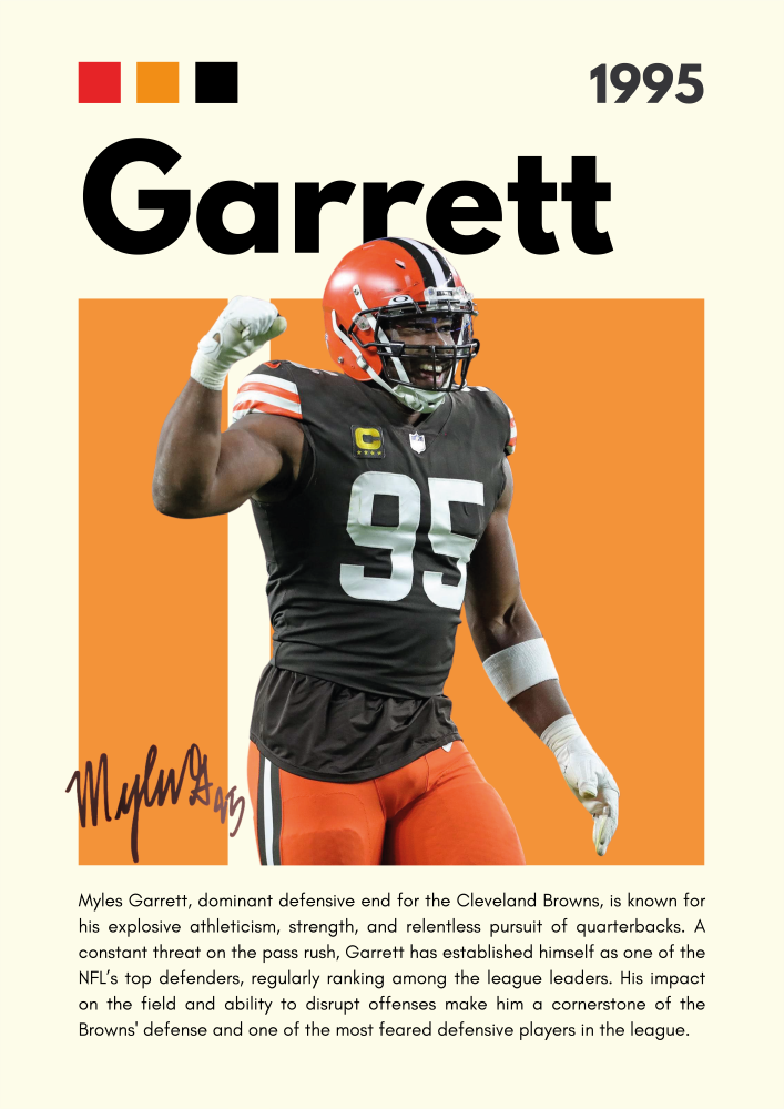 NFL24 Myles Garrett (1995) Printed | Premium Waterproof & Tear Resistant Full Colour Posters