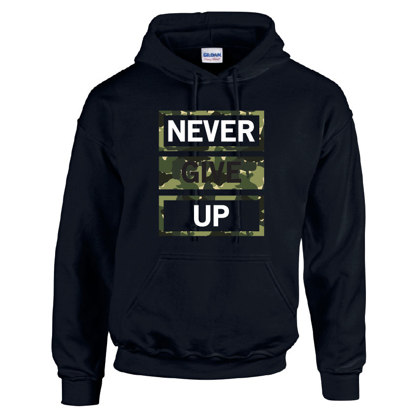 HCL10 Never Give Up Unisex Cotton Hoodie Various Sizes & Colours Available