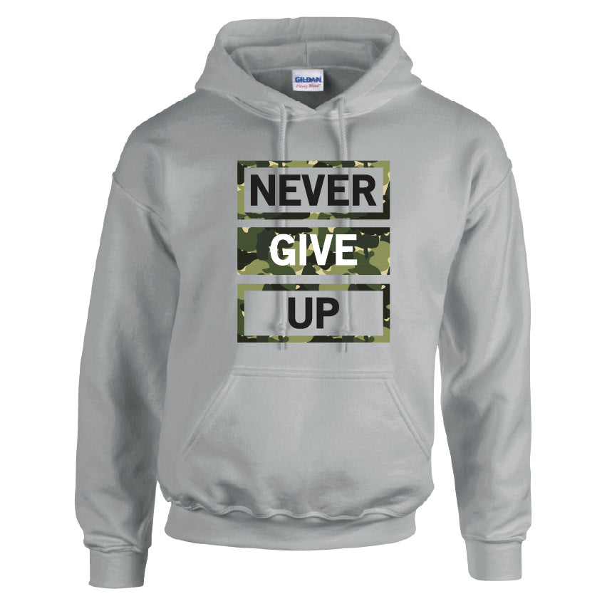 HCL10 Never Give Up Unisex Cotton Hoodie Various Sizes & Colours Available