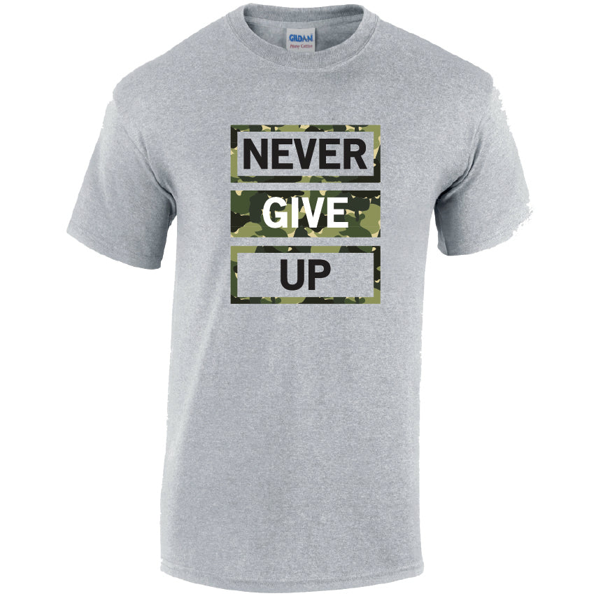 CL10 Never Give Up Unisex Cotton T-Shirts Various Sizes & Colours Available