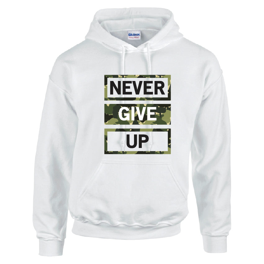 HCL10 Never Give Up Unisex Cotton Hoodie Various Sizes & Colours Available