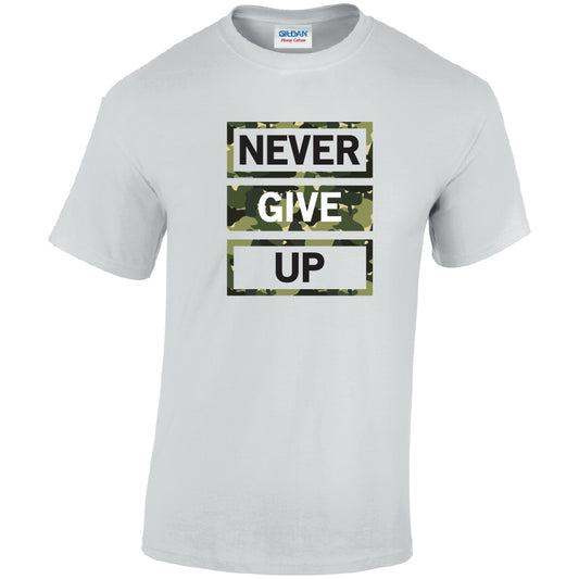 Never Give Up Cotton T-Shirt Available in Black Grey and White TM25CL10