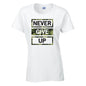 Never Give Up Cotton T-Shirt Available in Black Grey and White TF25CL10