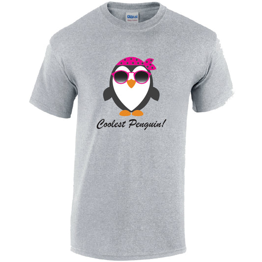 Coolest Penguin Cotton T-Shirt Available in Grey and White TM25CL12