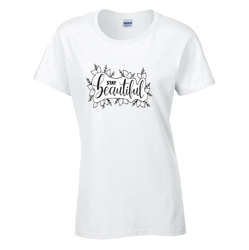 Stay Beautiful T-Shirt Available in Black Grey and White TF25CL18
