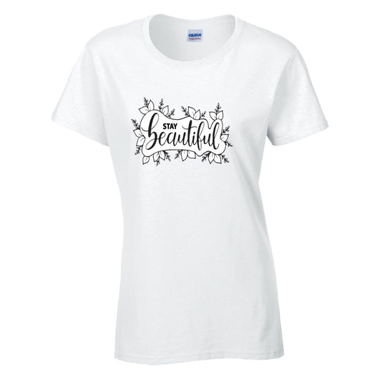 Stay Beautiful T-Shirt Available in Black Grey and White TF25CL18