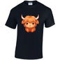 Highland Cow Cotton T-Shirt Available in Black Grey and White TM25CL01