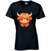 Highland Cow Cotton T-Shirt Available in Black Grey and White TF25CL01