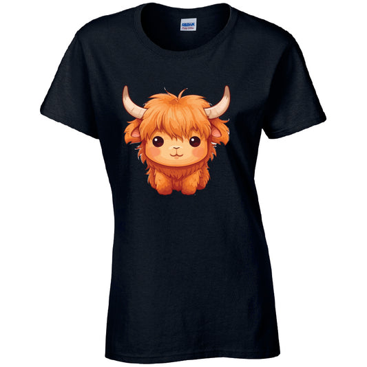 Highland Cow Cotton T-Shirt Available in Black Grey and White TF25CL01