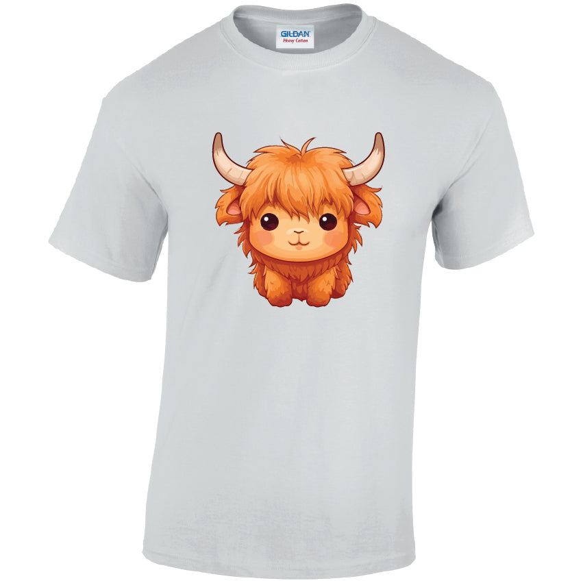 Highland Cow Cotton T-Shirt Available in Black Grey and White TM25CL01