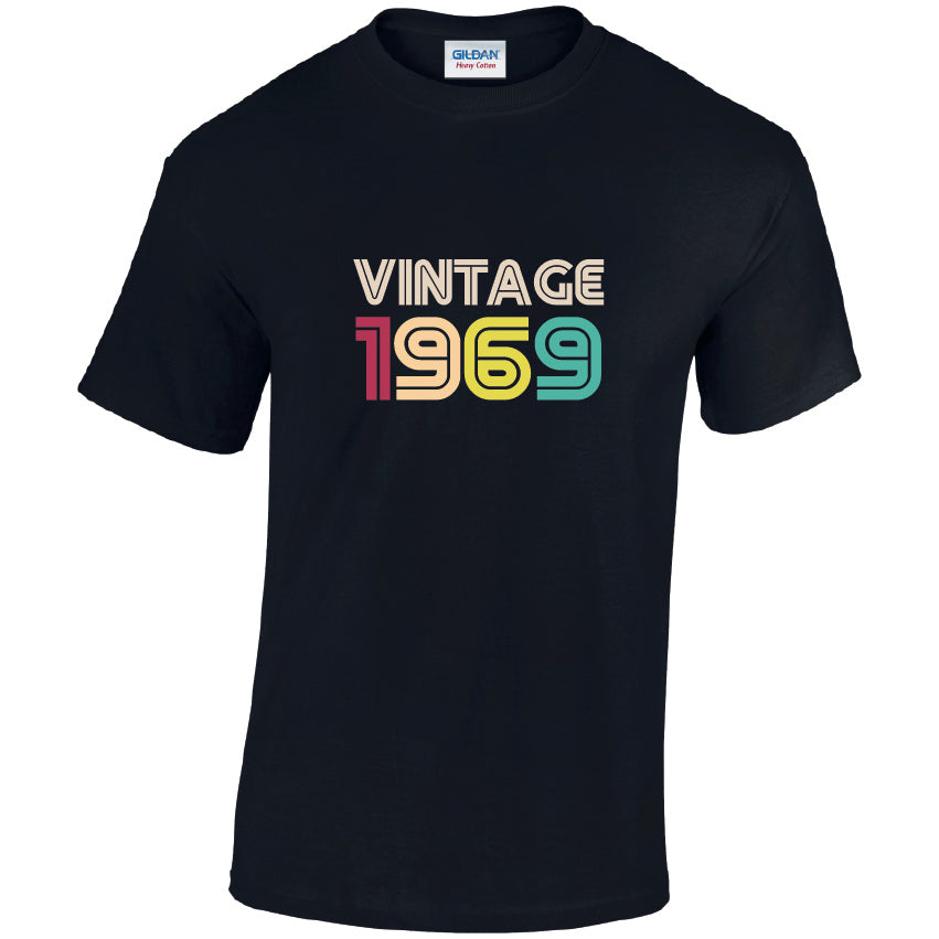 Vintage 1969 Cotton T-Shirt Available in Black Grey and White TM25CL26