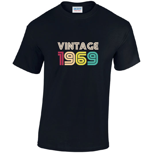 Vintage 1969 Cotton T-Shirt Available in Black Grey and White TM25CL26