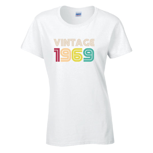 Vintage 1969 T-Shirt Available in Black Grey and White TF25CL26