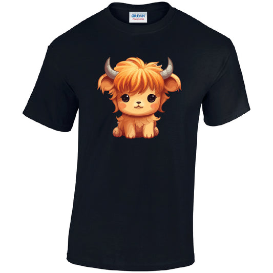 Highland Cow Cotton T-Shirt Available in Black Grey and White TM25CL02