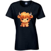 Highland Cow Cotton T-Shirt Available in Black Grey and White TF25CL02