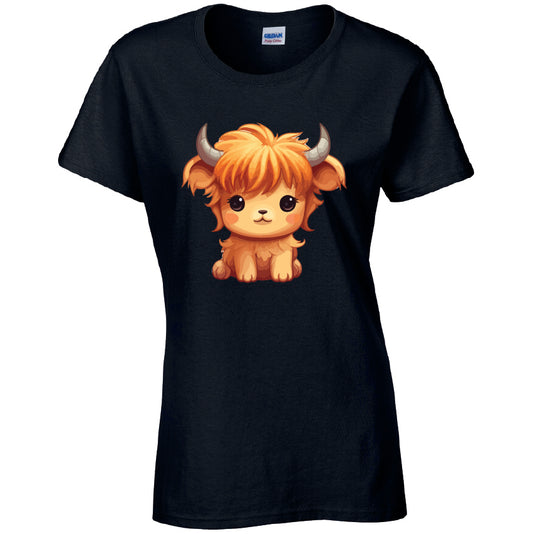 Highland Cow Cotton T-Shirt Available in Black Grey and White TF25CL02