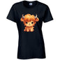 Highland Cow Cotton T-Shirt Available in Black Grey and White TF25CL02