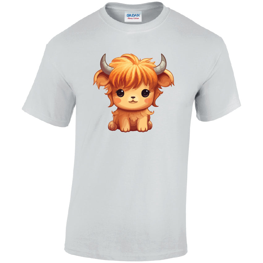 Highland Cow Cotton T-Shirt Available in Black Grey and White TM25CL02