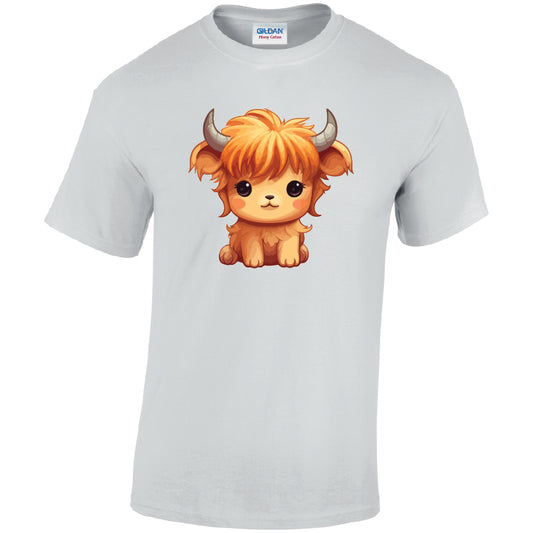 Highland Cow Cotton T-Shirt Available in Black Grey and White TM25CL02