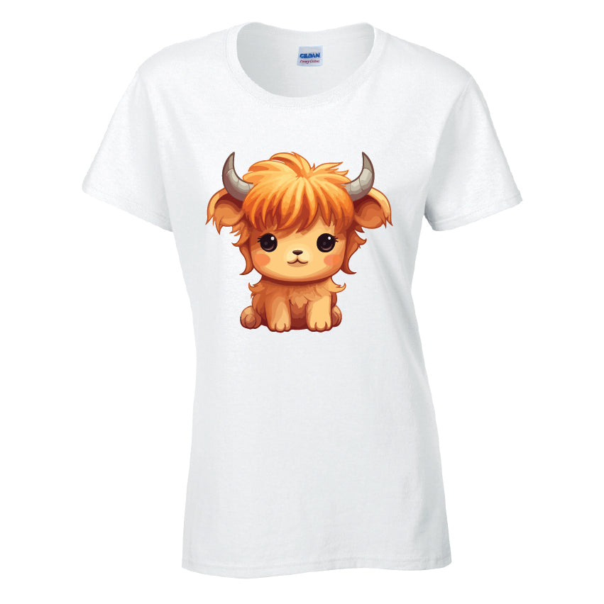 Highland Cow Cotton T-Shirt Available in Black Grey and White TF25CL02